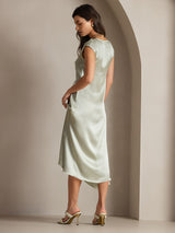 [Hellgrün] SilkSilky-DE Cap Sleeve Tiefer Rundhalsausschnitt Kleider 002