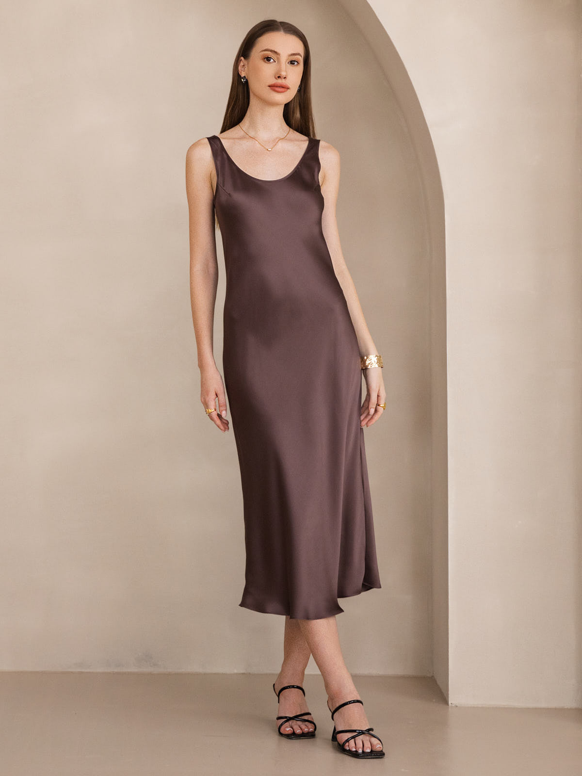 [Kaffee] SilkSilky-DE Reine Seide Dress 001