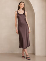 [Kaffee] SilkSilky-DE Sleeveless Kleider 001