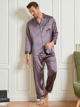 [Lilagrau] SilkSilky-DE Long Sleeve Notch-Kragen Herren Pyjamas 004