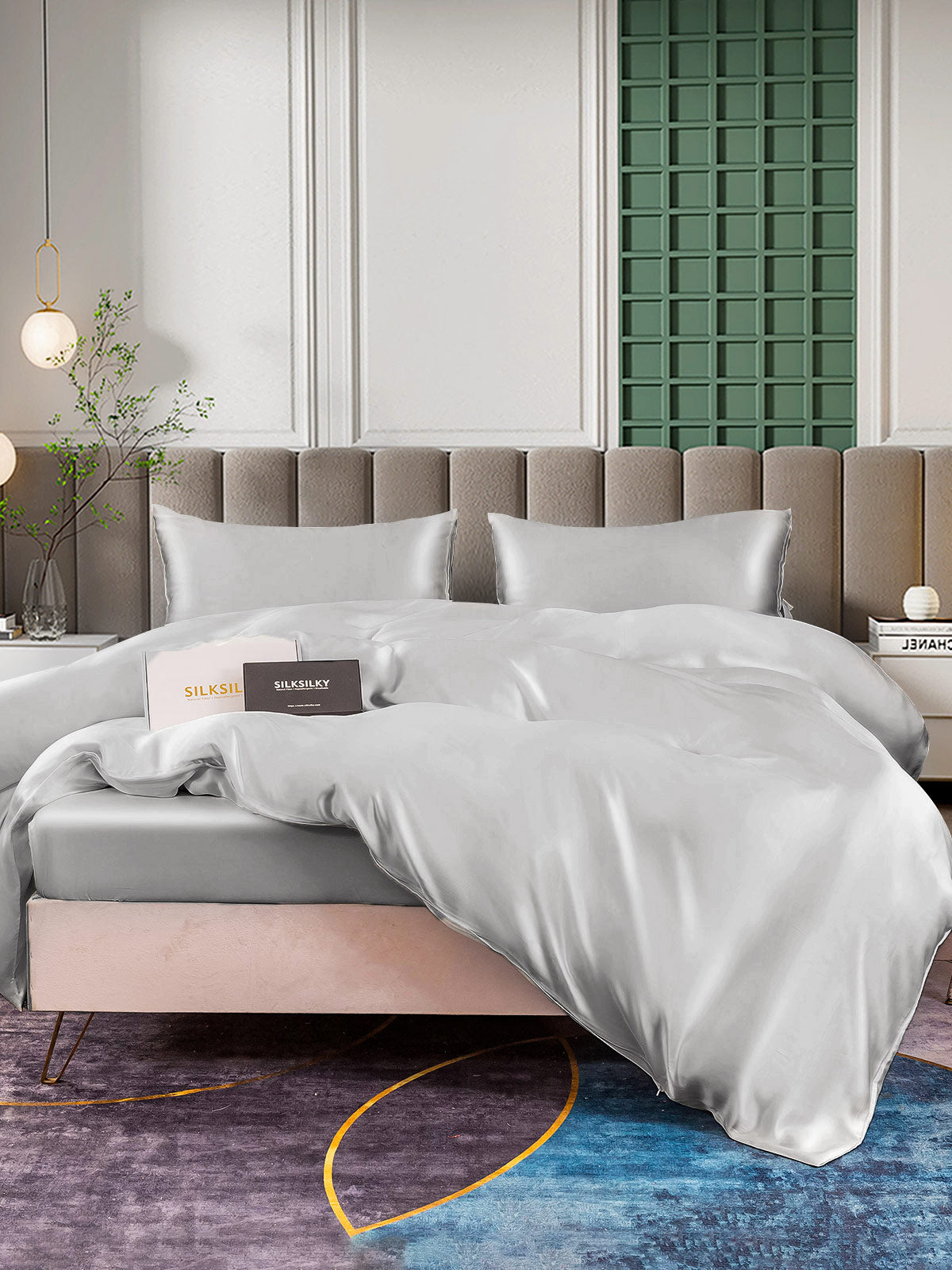 [Silber] SilkSilky-DE 25Momme Reine Seide Bedding Set 006