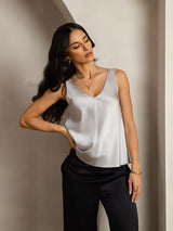 [Silber] SilkSilky-DE Sleeveless V Neck Cami Top 006