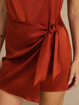 [Karamell] SilkSilky-DE Sleeveless Cowl Neck Kleider 005