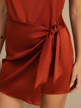 [Karamell] SilkSilky-DE Sleeveless Cowl Neck Kleider 005