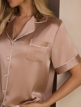 [Toskana] SilkSilky-DE Short Sleeve Notch-Kragen Damen Pyjamas 004
