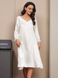 SilkSilky DE Reine Seide Langärmelig Nightgown Weiß 003