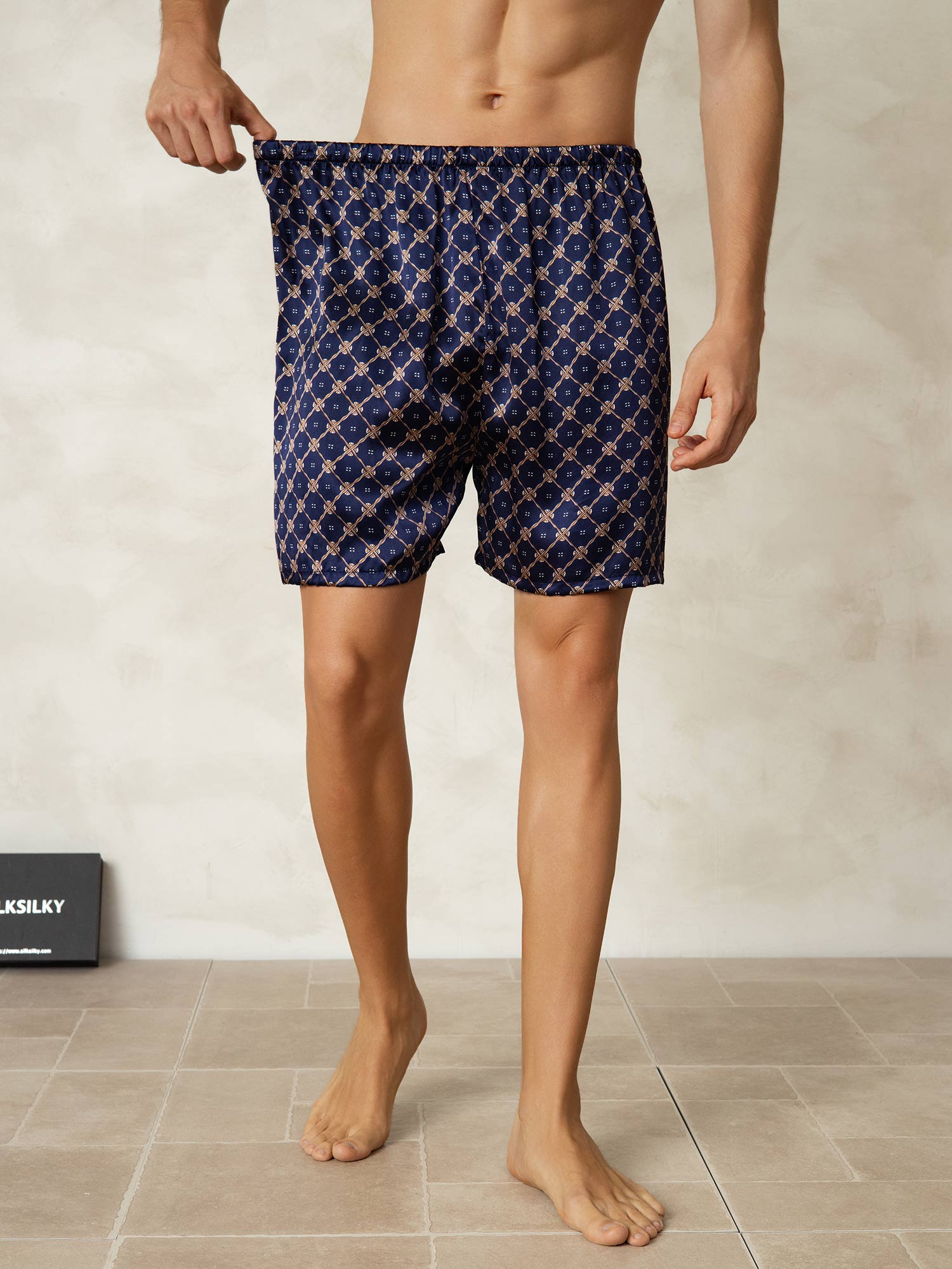 [Marine Kette] SilkSilky-DE Reine Seide Mens Sleep Bottoms 002