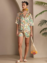 [Sand Krokodil] SilkSilky-DE Short Sleeve Notch Collar Damen Pyjamas 007