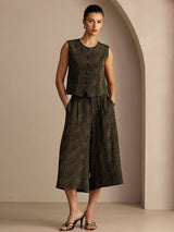 [Kiefern Vintage] SilkSilky-DE Sleeveless Crew Neck Women's Outfit Sets 001