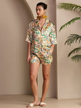 [Sand Krokodil] SilkSilky-DE Short Sleeve Notch Collar Damen Pyjamas 003