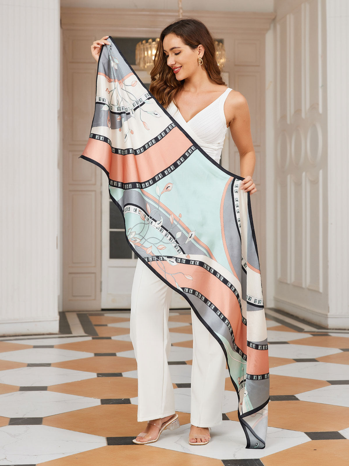 [P030] SilkSilky-DE Reine Seide Scarf 003,