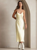 [Hellgelb] SilkSilky-DE Sleeveless V Neck Nachthemden 003
