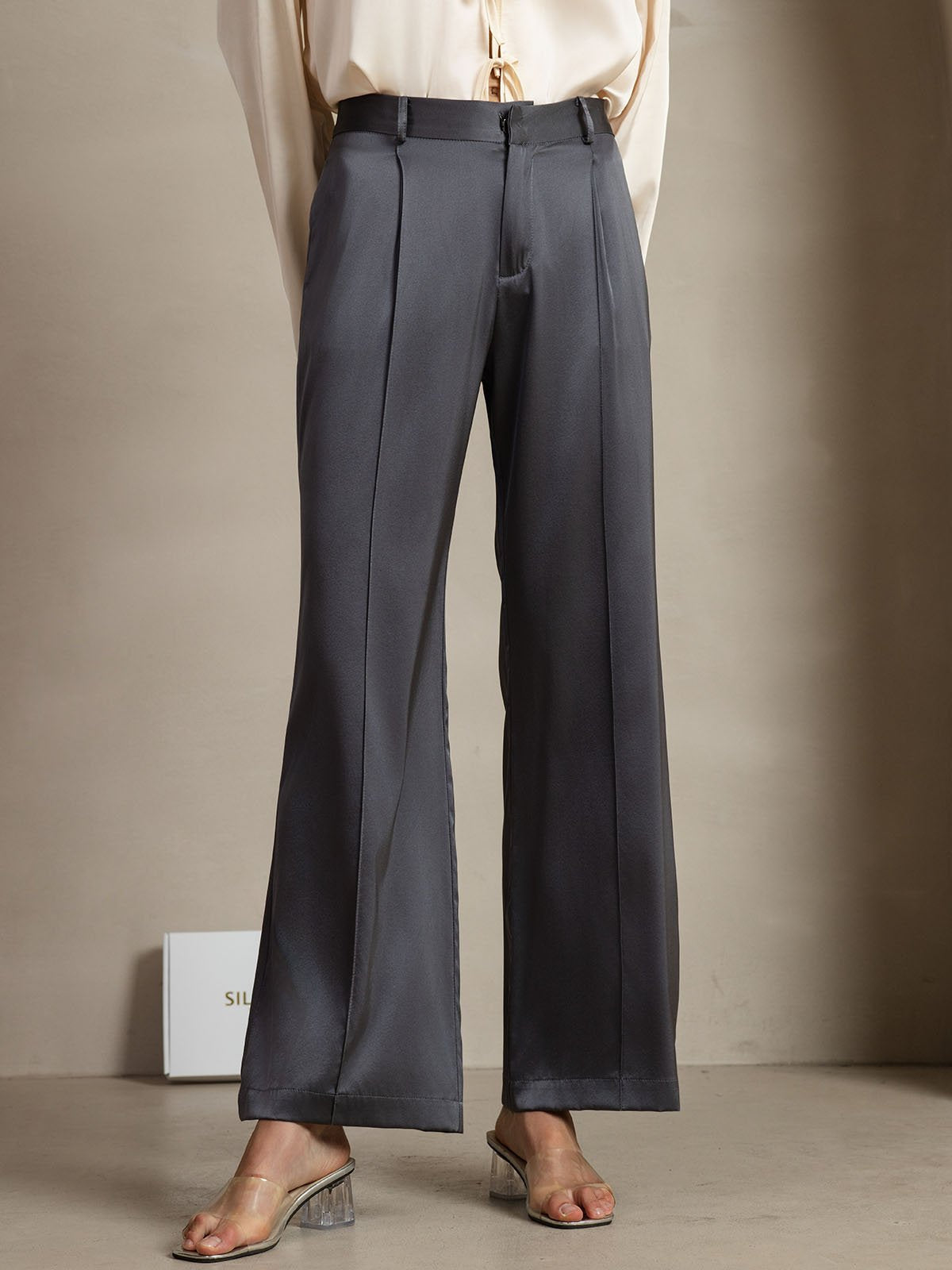 [Dunkelgrau] SilkSilky-DE 19Momme Seide Womens Pants 005