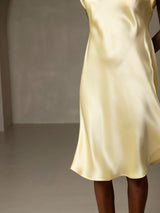 [Gelb] SilkSilky-DE Cap Sleeve V Neck Nachthemden 007