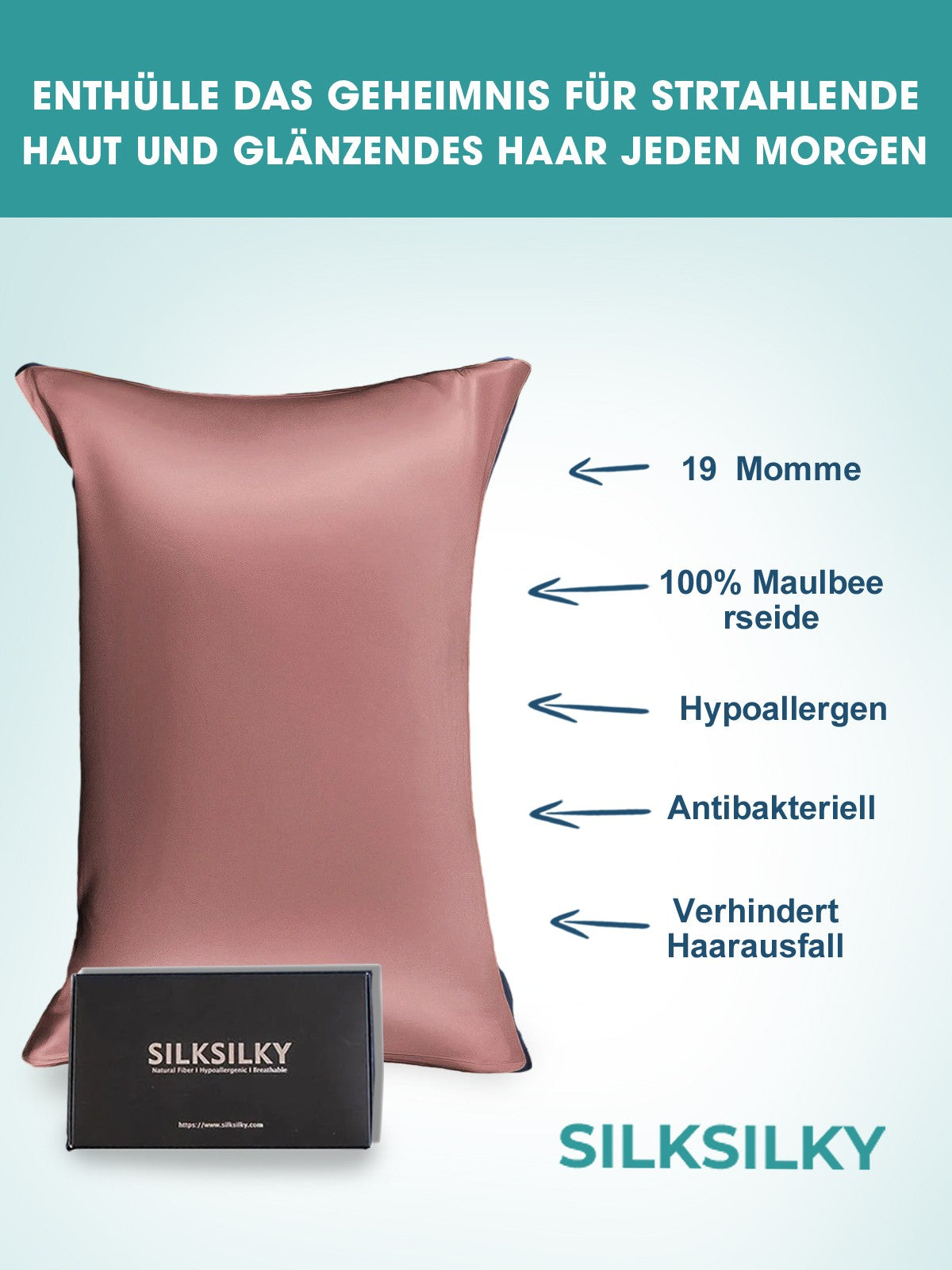 [Blasses Mauve] SilkSilky-DE 19Momme Reine Seide Pillowcase 002