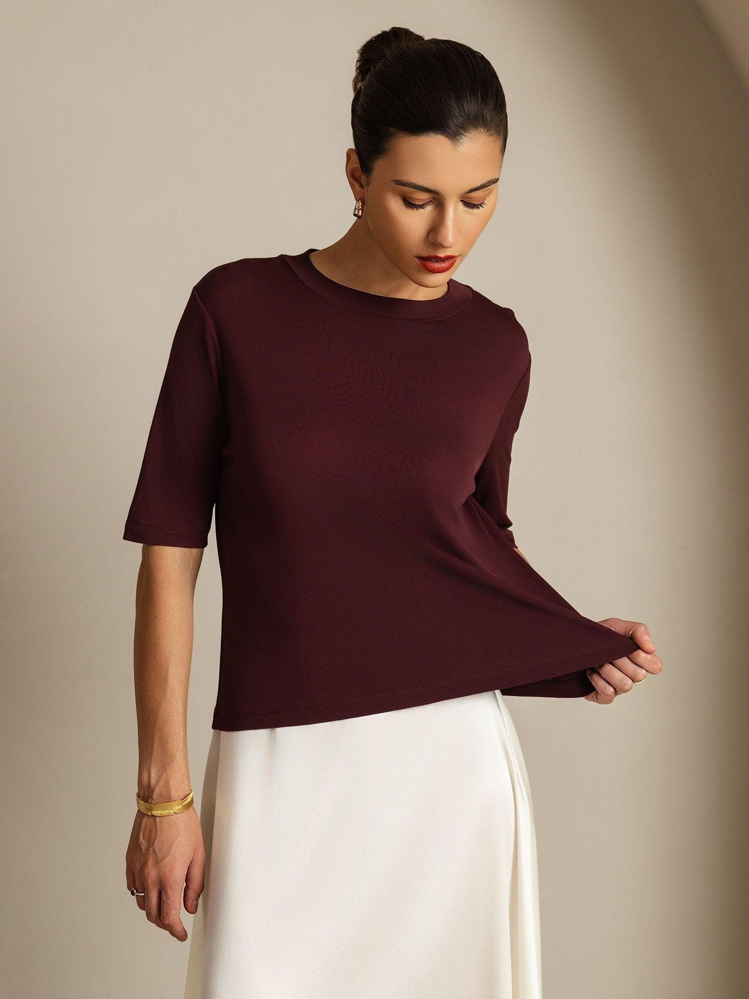 [Windsorwein] SilkSilky-DE Reine Seide Womens T-Shirt 005