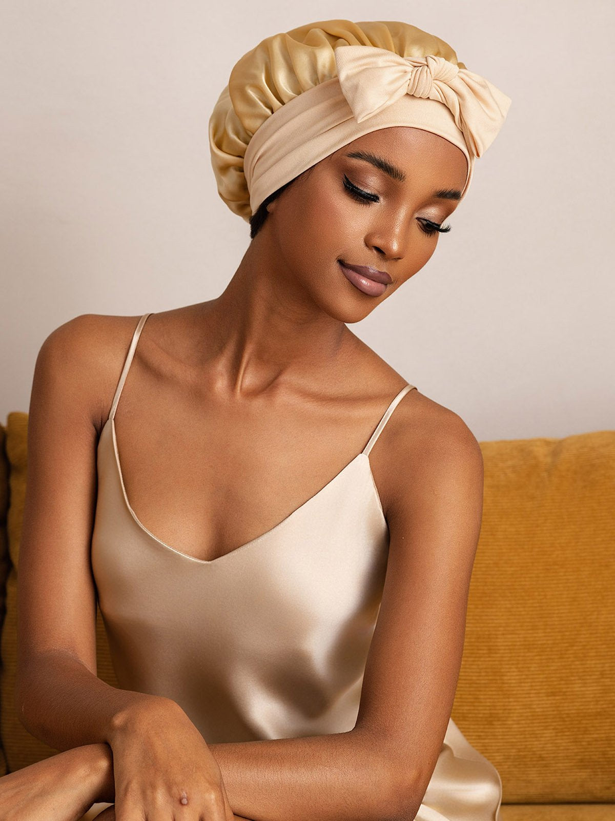 [Champagner] SilkSilky-DE Reine Seide Sleep Cap 005