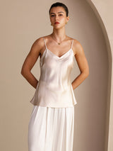 [Beige] SilkSilky-DE Sleeveless V Neck Cami Top 003