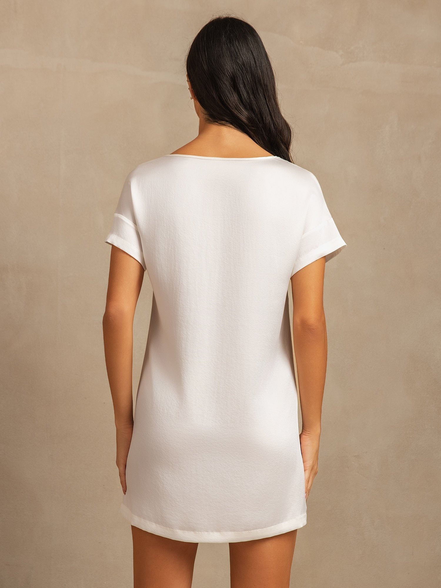 [Weiß] SilkSilky-DE 19Momme Seide Nightgown 002