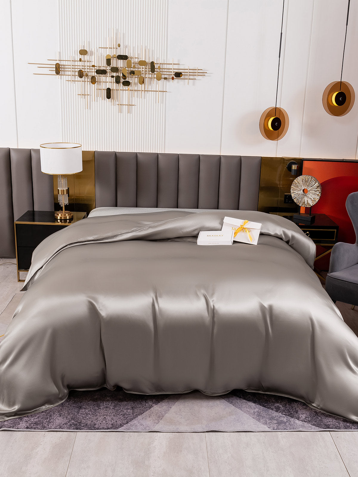 [Silber] SilkSilky-DE 19Momme Reine Seide Duvet Cover 007