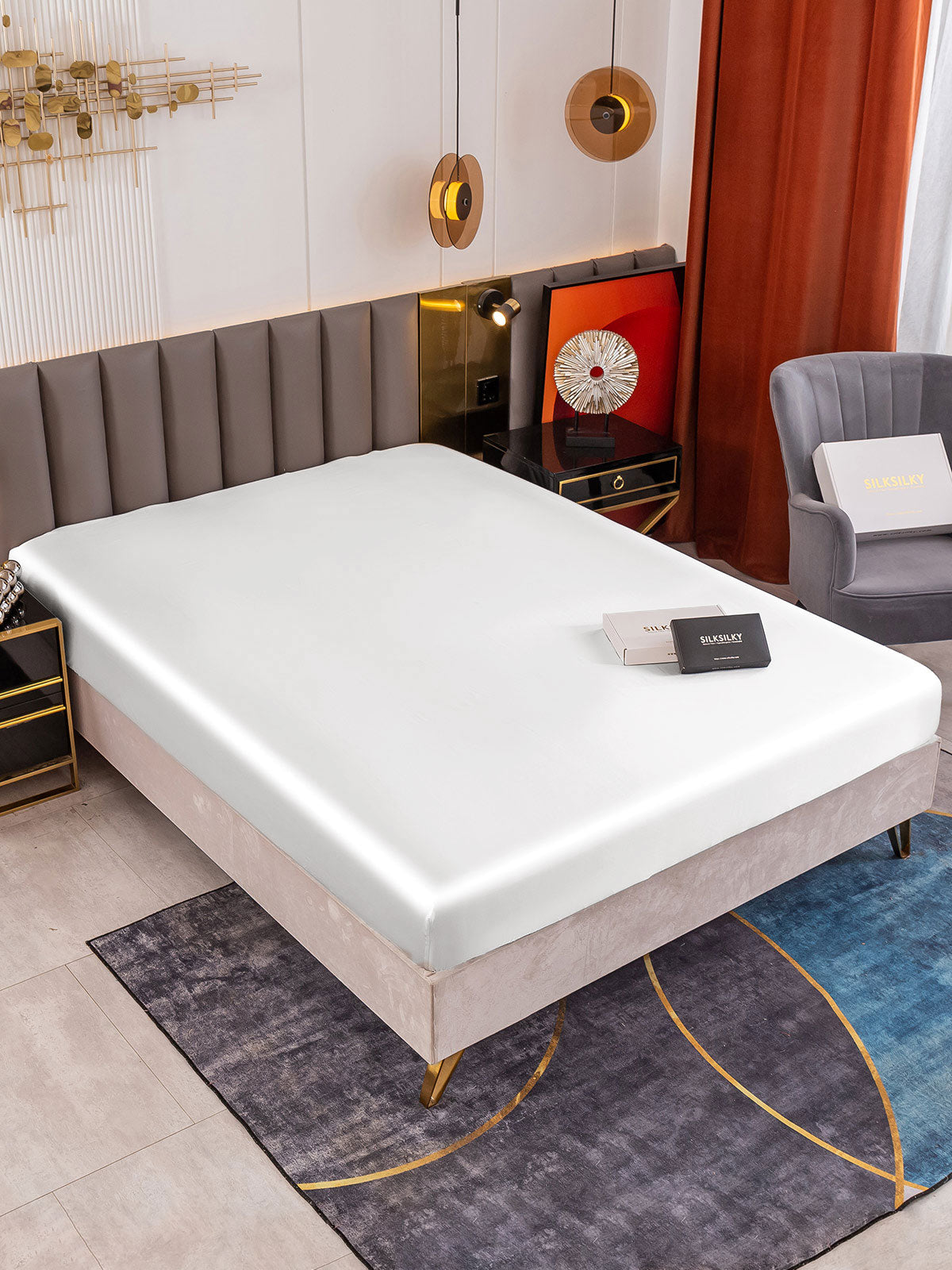 [Weiß] SilkSilky-DE 19Momme Reine Seide Sheet 001