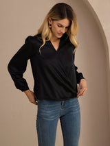 [Schwarz] SilkSilky-DE Long Sleeve Blouse 003