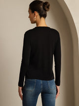 [Schwarz] SilkSilky-DE Long Sleeve Crew-Ausschnitt T-Shirt 002