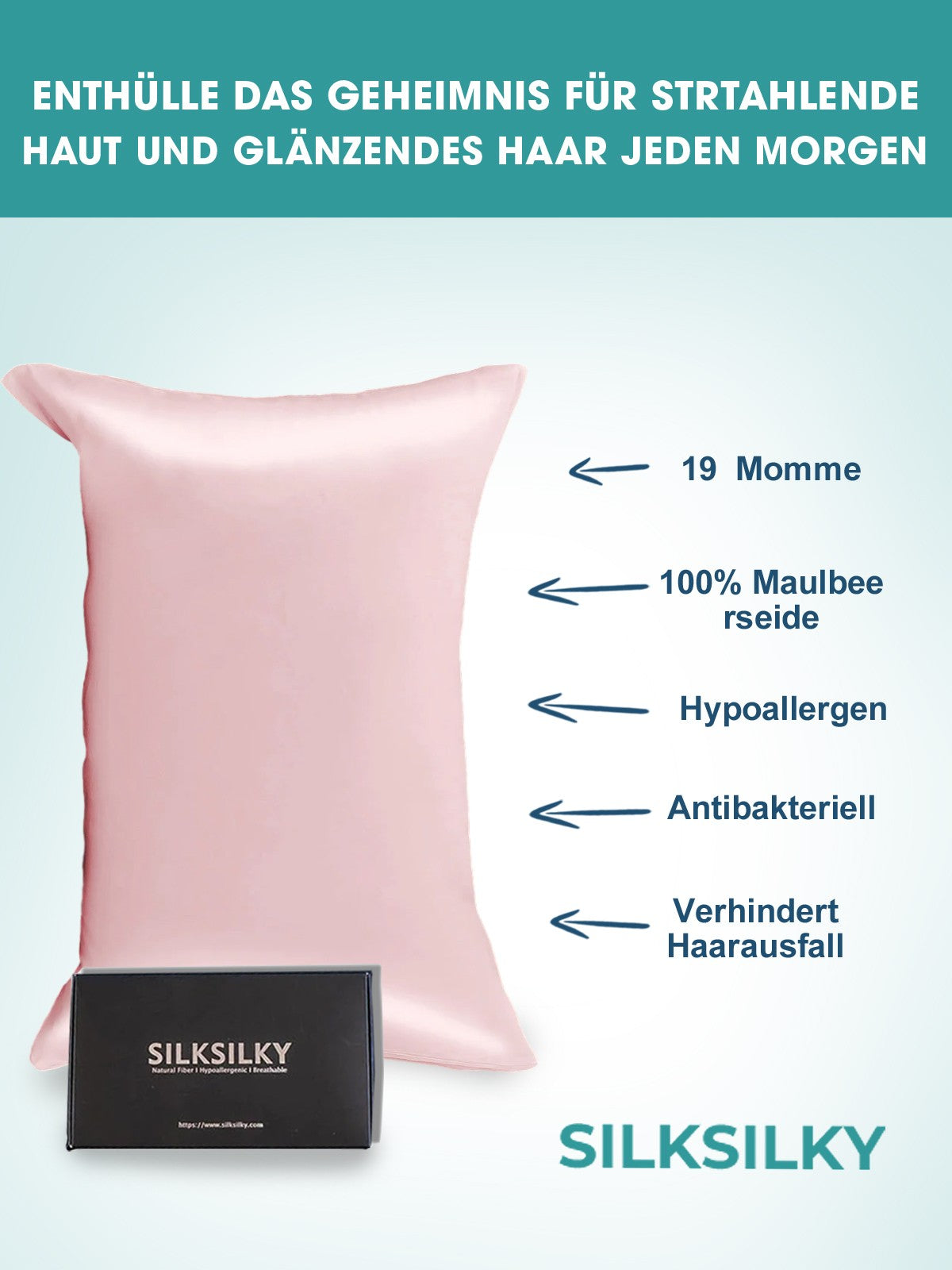 [Rosa] SilkSilky-DE 19Momme Reine Seide Pillowcase 002