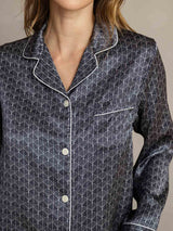 [Marine Ginkgo] SilkSilky-DE Reine Seide Womens Pajamas 006,
