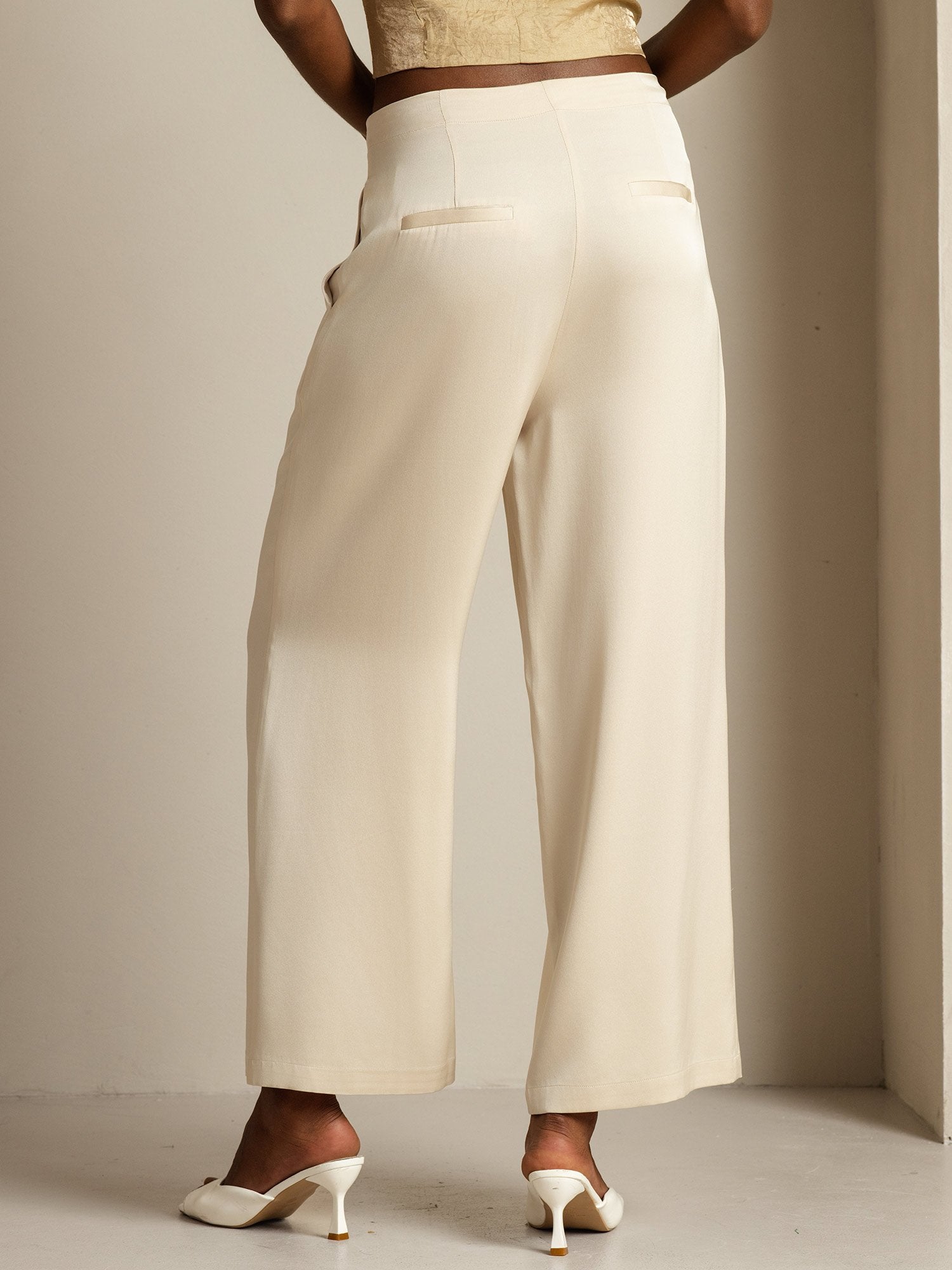 [Beige] SilkSilky-DE 19Momme Seide Womens Pants 002