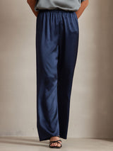 [Dunkelblau] SilkSilky-DE 19Momme Seide Womens Pants 003,