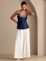 [Dunkelblau] SilkSilky-DE Sleeveless V Neck Cami Top 007