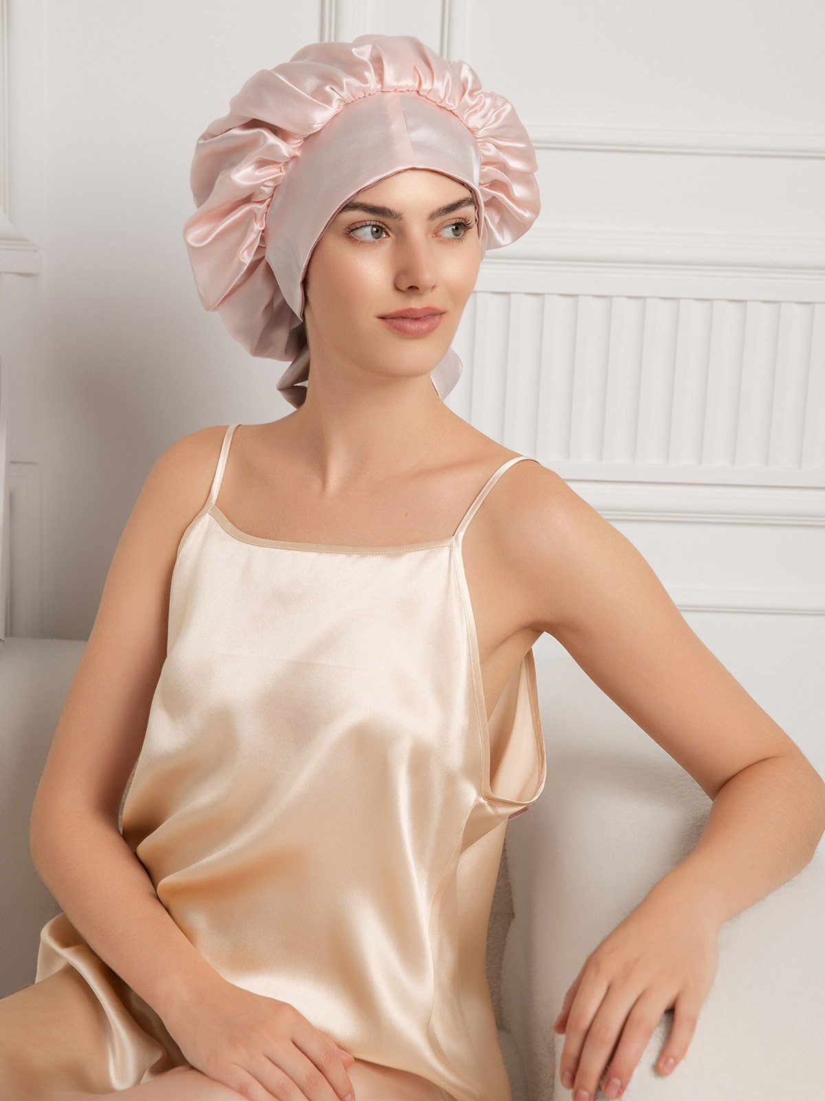 [Blasses Mauve] SilkSilky-DE Reine Seide Sleep Cap 009