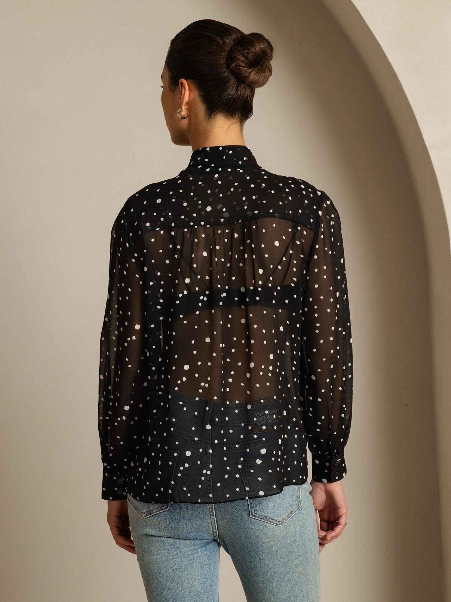 [Punktmuster] SilkSilky-DE Reine Seide Womens Shirt 002