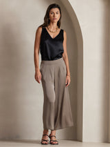 [Schwarz] SilkSilky-DE Sleeveless V Neck Cami Top 008
