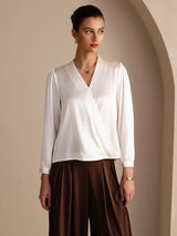 [Weiß] SilkSilky-DE Long Sleeve Blouse 001