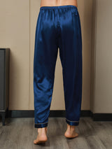 [Dunkelblau] SilkSilky-DE Reine Seide Mens Sleep Bottoms 008,