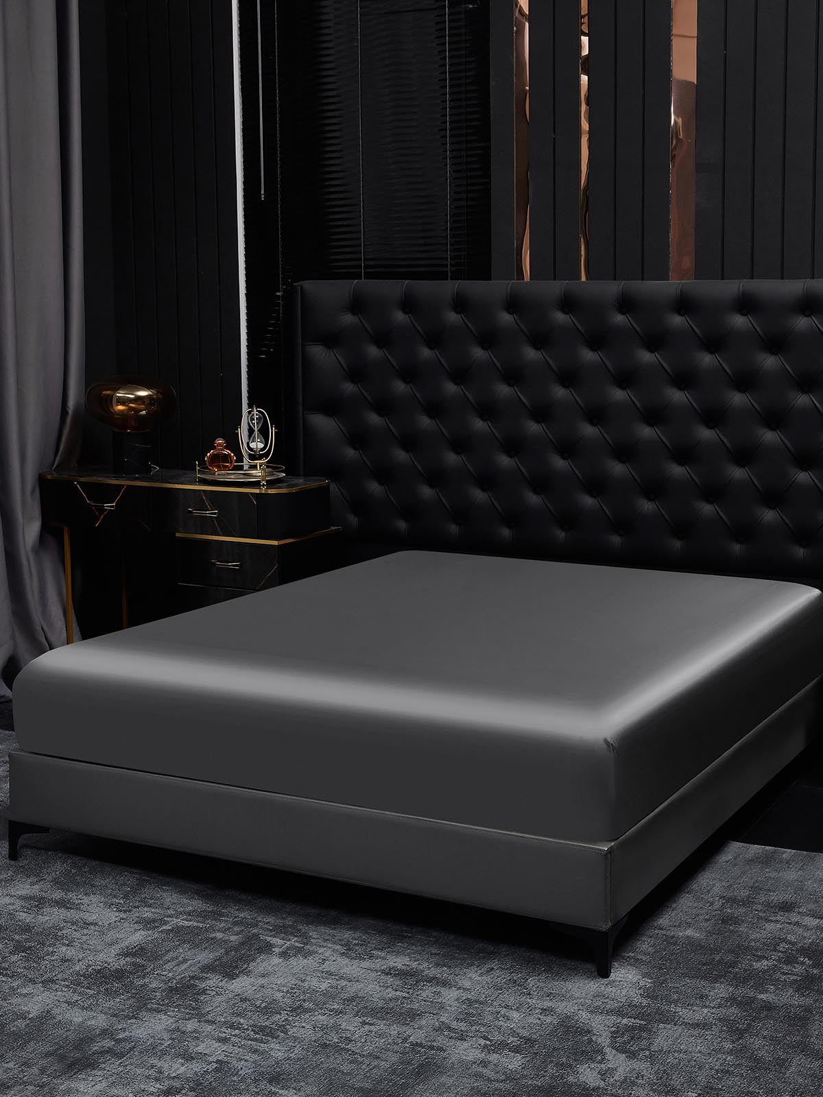[Dunkelgrau] SilkSilky-DE 19Momme Reine Seide Sheet 001