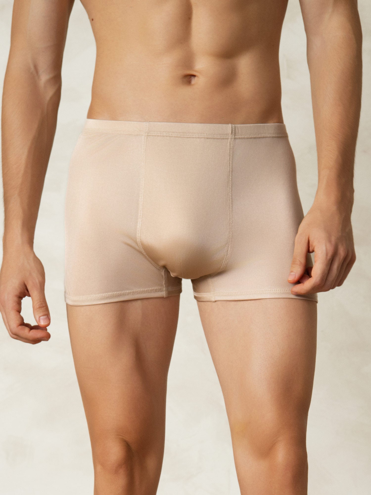 [Beige] SilkSilky-DE Seidenstrick Mens Underwear 001
