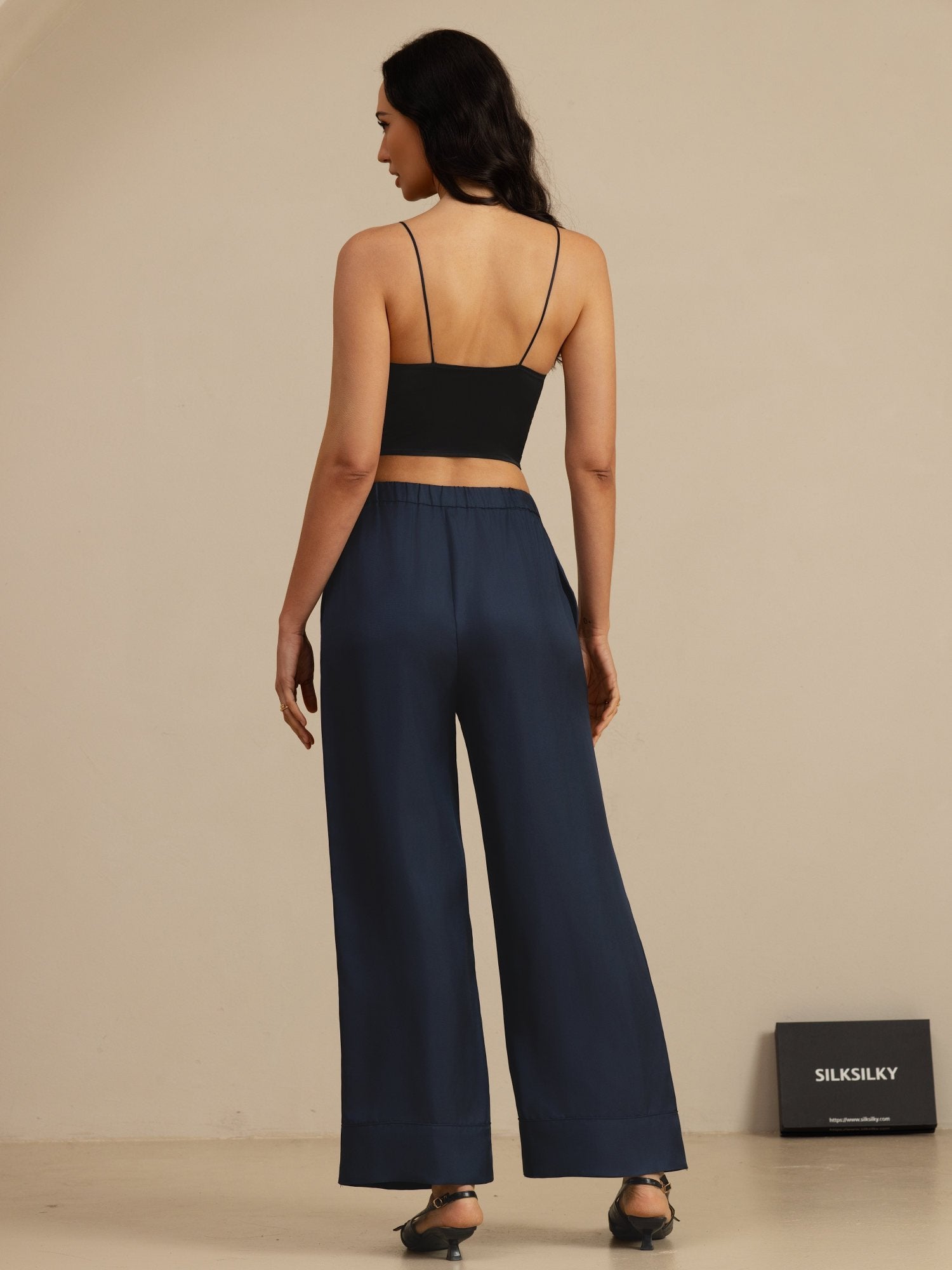 [Dunkelblau] SilkSilky-DE 18Momme Womens Pants 002