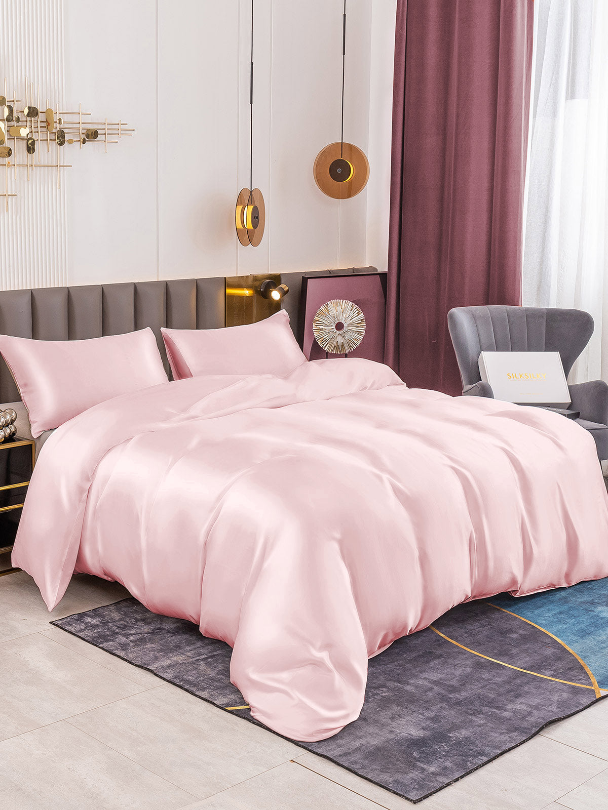 SilkSilky DE 19Momme Reine Seide Bedding Set Rosa 001