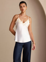 [Weiß] SilkSilky-DE Sleeveless V Neck Cami Top 003