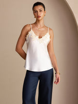 [Weiß] SilkSilky-DE Sleeveless V Neck Cami Top 003
