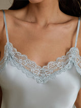 [Graublau] SilkSilky-DE Spaghetti Strap V Neck Cami Top 004