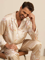 [Champagner] SilkSilky-DE Long Sleeve Notch-Kragen Herren Pyjamas 006