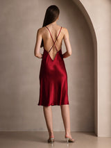 [Rotwein] SilkSilky-DE Sleeveless Kleider 002