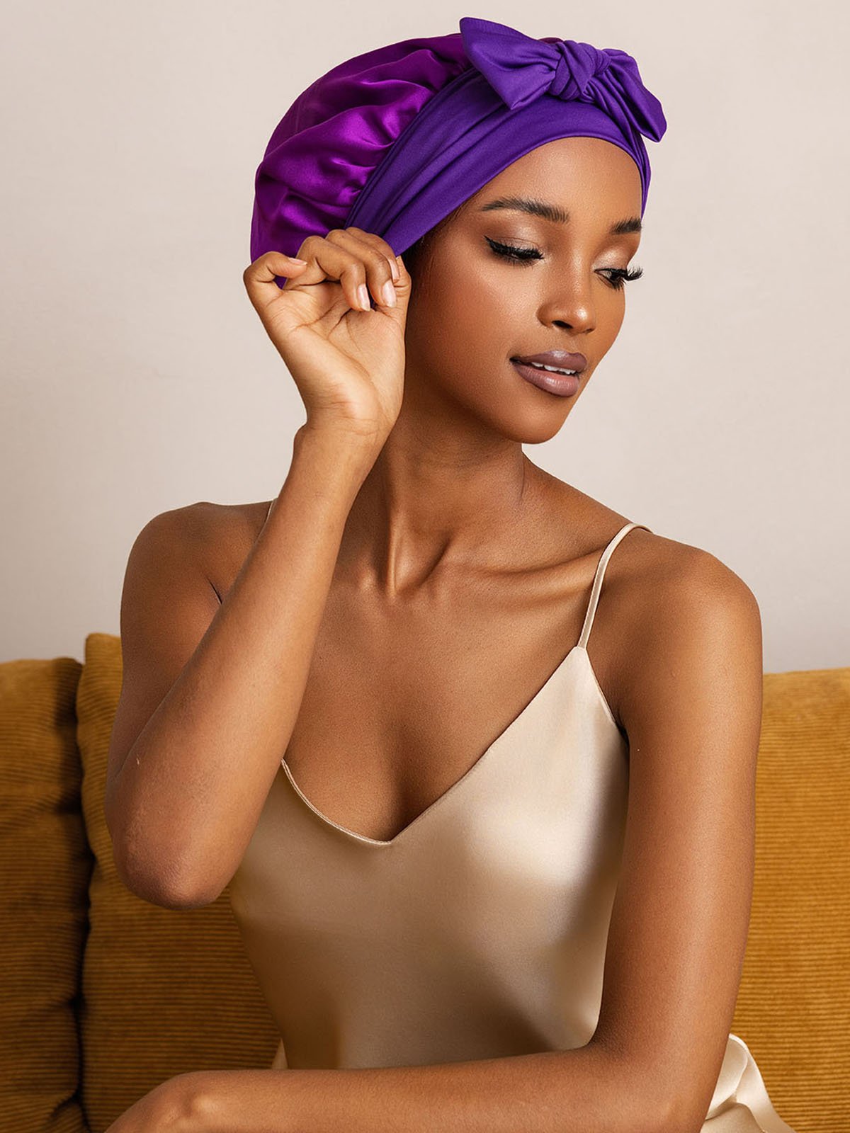[Lila] SilkSilky-DE Reine Seide Sleep Cap 003