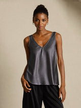[Dunkelgrau] SilkSilky-DE Sleeveless V Neck Cami Top 001