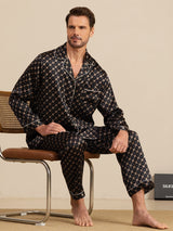 [Schwarze Kette] SilkSilky-DE Long Sleeve Notch-Kragen Herren Pyjamas 001