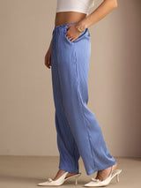 [Blaues Nadelstreifen] SilkSilky-DE Womens Pants 003